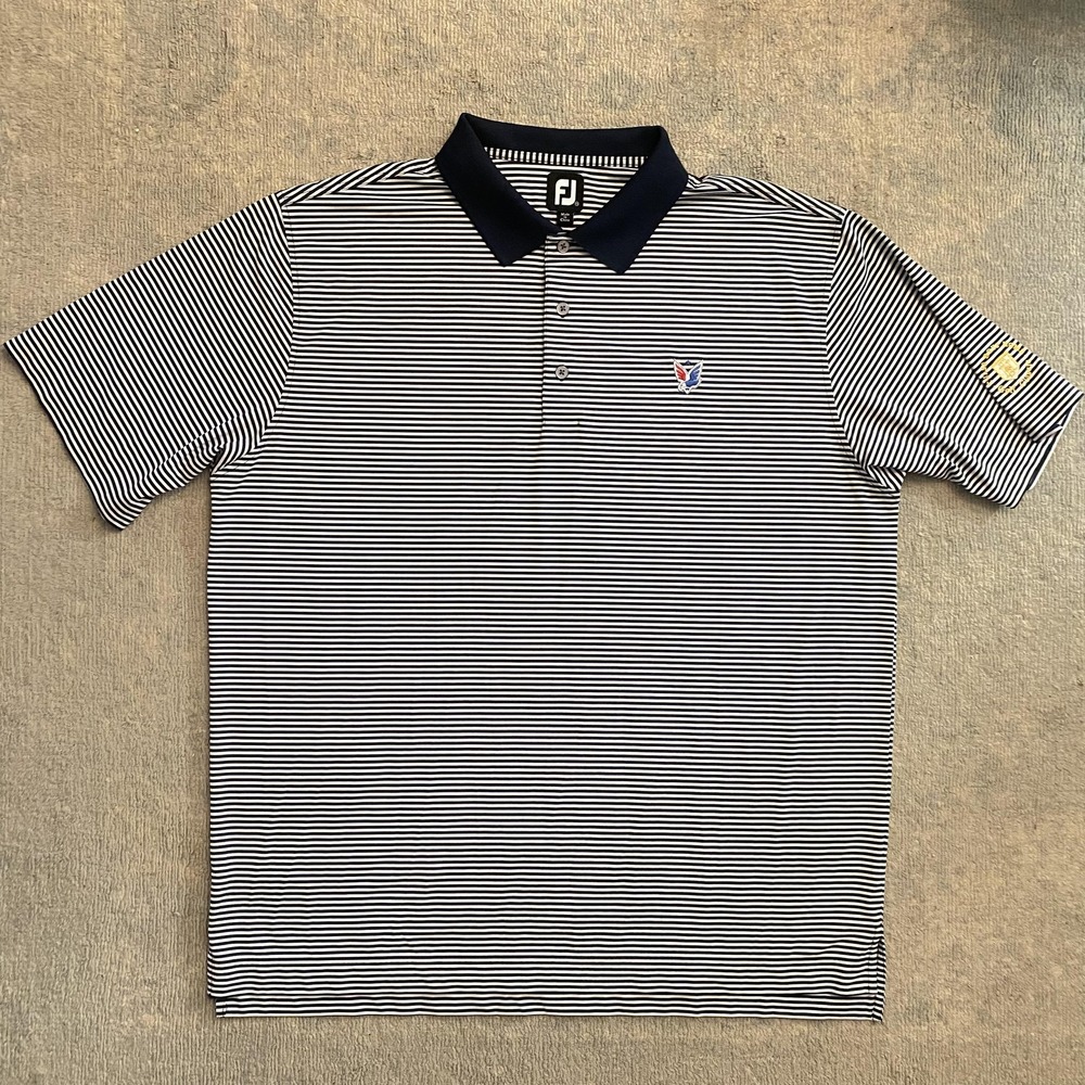 FootJoy Polo Shirt Mens Extra Large Navy White Stripe Golf The Patriot